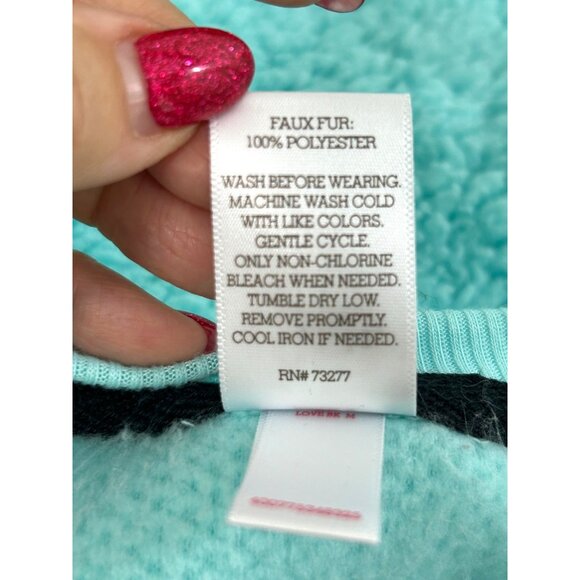 So Intimates Women’s Sweatshirt Blue Green M Sherpa Soft Cozy Casual Round Neck - Picture 7 of 13